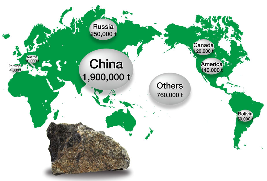 Image: Place and Volume of Tungsten Resources, A Main Material of Cemented Carbide Tools